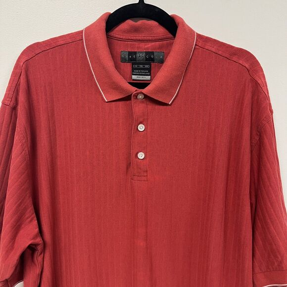 Nike Dri-FIT Performance Polo XXL Red Ribbed Knit White Collar Golf Shirt Tennis - Picture 3 of 13